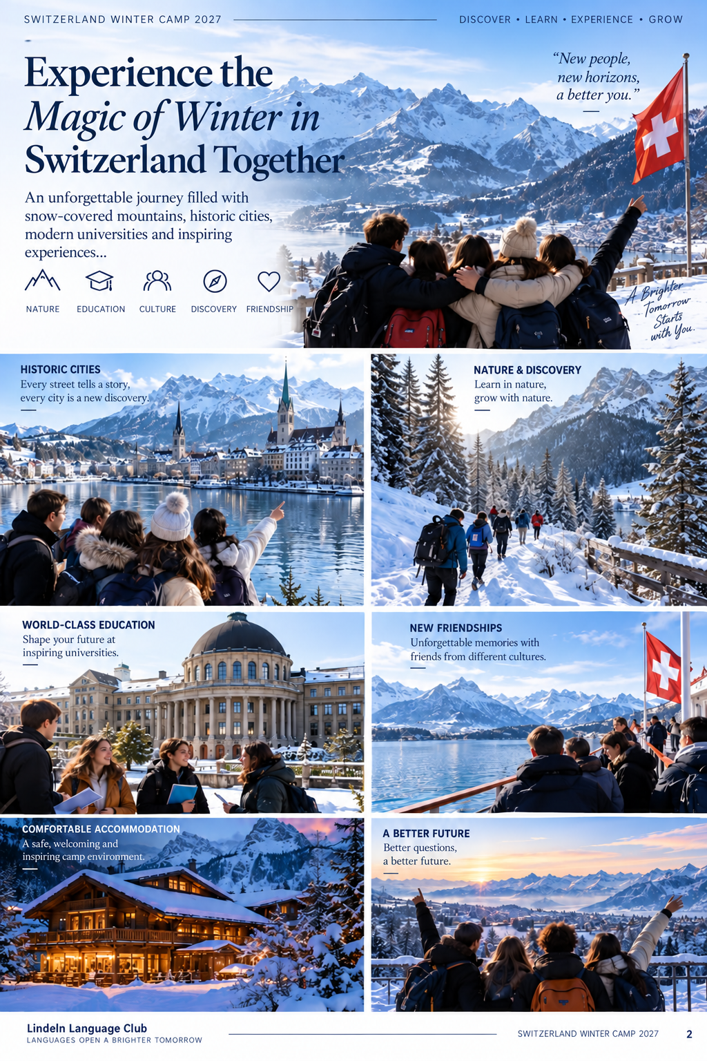 Switzerland Winter Camp 2027 winter program in English